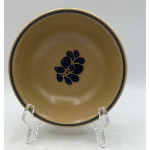 VTG Pfaltzgraff Folk Art 5‑Pc Place Setting Blue Floral (1977)Tan USA Stoneware - Picture 6 of 16